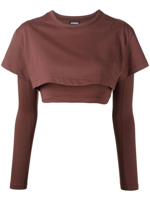 Jacquemus Le Double T-shirt layered top - Brown - zdjęcie produktu nr 1