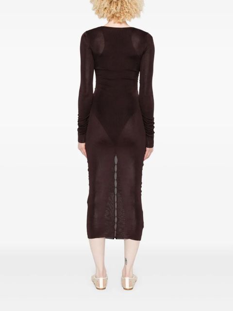 Self-Portrait fine-knit dress - Brown