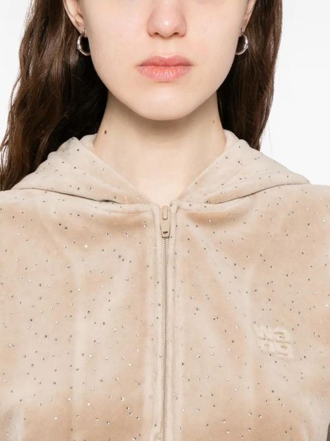 Alexander Wang crystal-embellished zipped hoodie - Neutrals