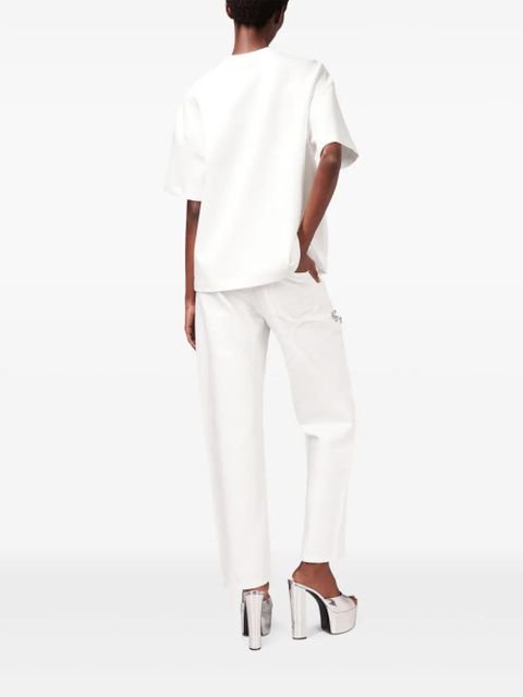 AREA crystal-embellished cut-out T-shirt - White