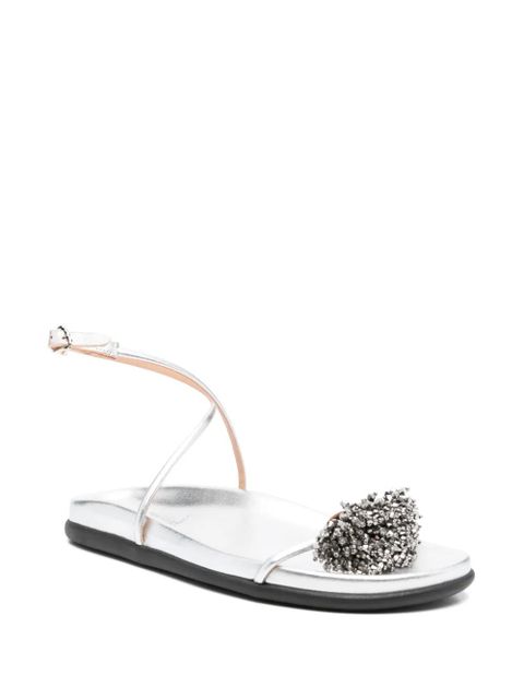 Ancient Greek Sandals bead-embellished ankle-strap sandals - Silver