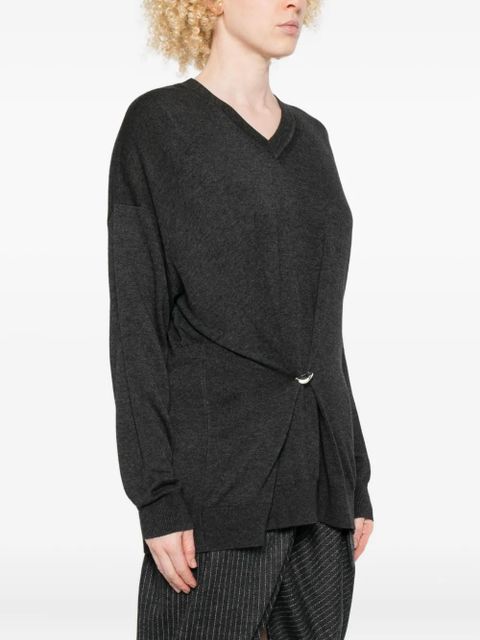 ISABEL MARANT Chiraz V-neck ring-detail sweater - Grey