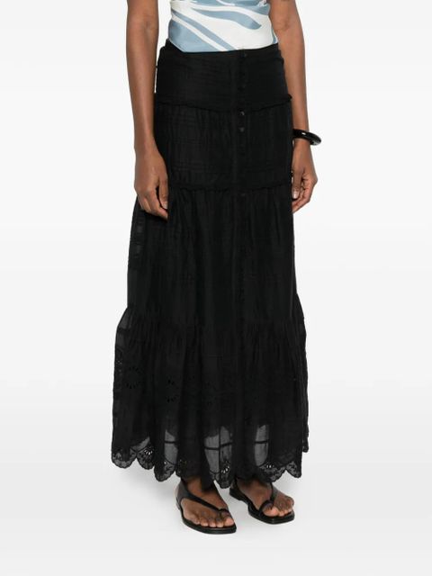 MARANT ÉTOILE button tiered skirt - Black