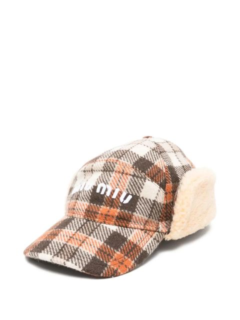 Miu Miu plaid-pattern cap - Brown - zdjęcie produktu nr 1