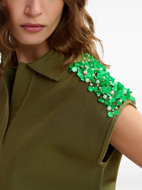Essentiel Antwerp beaded polo top - Green