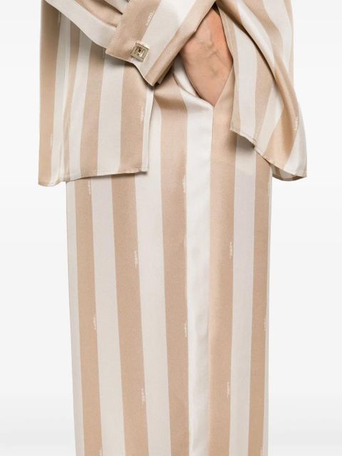 FENDI Pequin-stripe silk palazzo pants - Neutrals