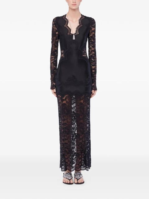 Rabanne long-sleeve lace maxi dress - Black
