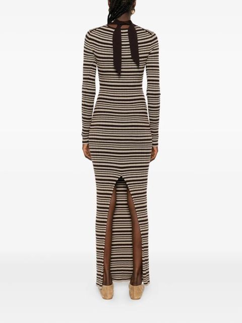 Nanushka turtleneck striped maxi dress - Brown