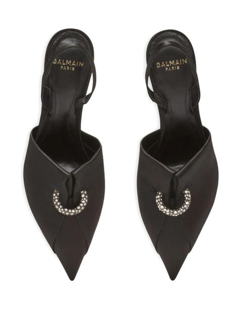 Balmain piercing-detail satin pumps - Black