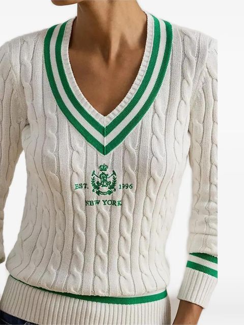 Lauren Ralph Lauren cable knit V-neck sweater - White