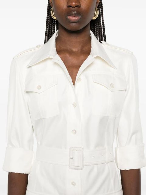 TOM FORD belted shirt mini dress - White