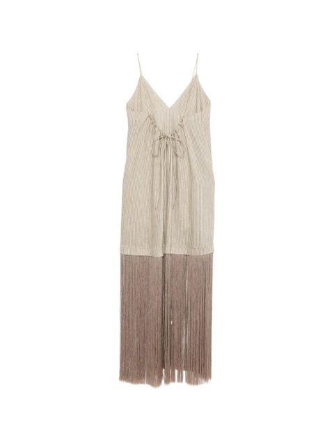 Alysi striped fringed maxi dress - Neutrals - zdjęcie produktu nr 2