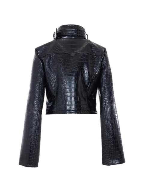 Sportmax alligator-print cropped jacket - Black - zdjęcie produktu nr 2
