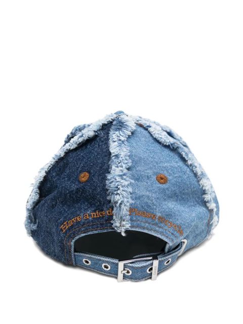 GANNI frayed panelled baseball cap - Blue - zdjęcie produktu nr 2