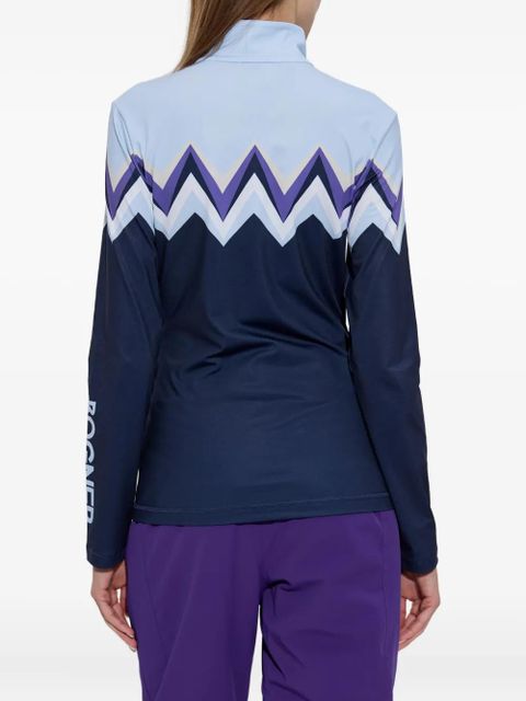BOGNER Beline zigzag-pattern zip T-shirt - Blue