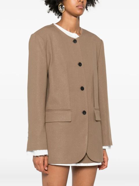 Eleh frayed-sleeve blazer - Brown