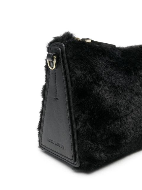 Manu Atelier faux-fur zipped bag - Black