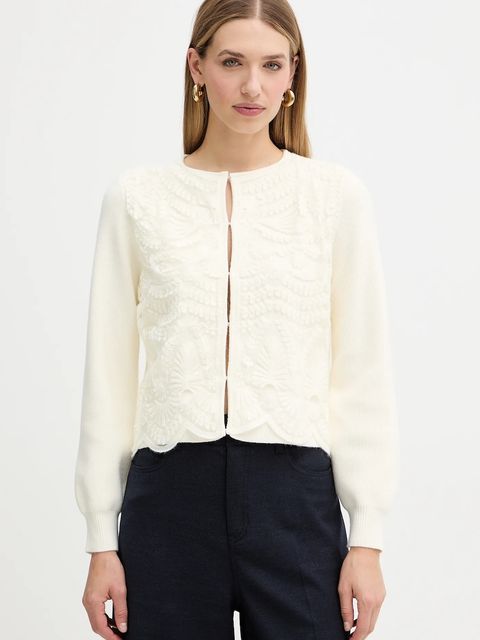 Twinset kardigan z dodatkiem wełny damski kolor beżowy lekki 252TT3453 - zdjęcie produktu nr 1