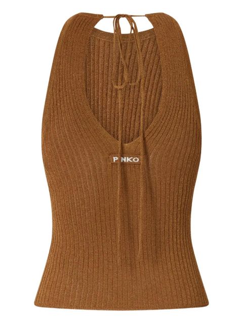 PINKO tie ribbed top - Brown - zdjęcie produktu nr 2