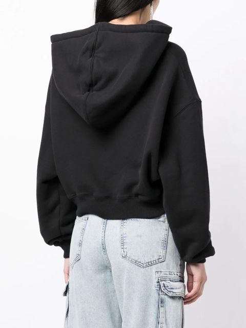 Off-White logo-print cropped hoodie - Black