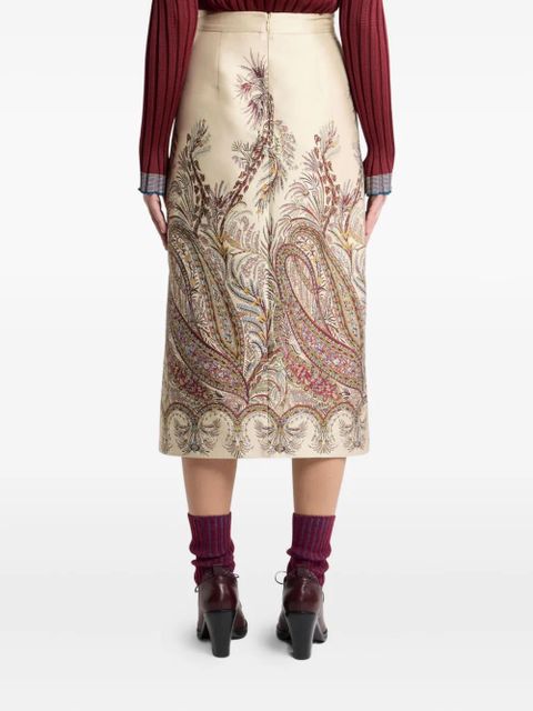 ETRO paisley jacquard midi skirt - Neutrals