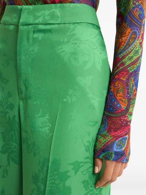 ETRO floral-motif jacquard trousers - Green