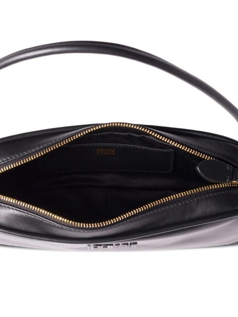 Miu Miu leather logo-detail mini bag - Black