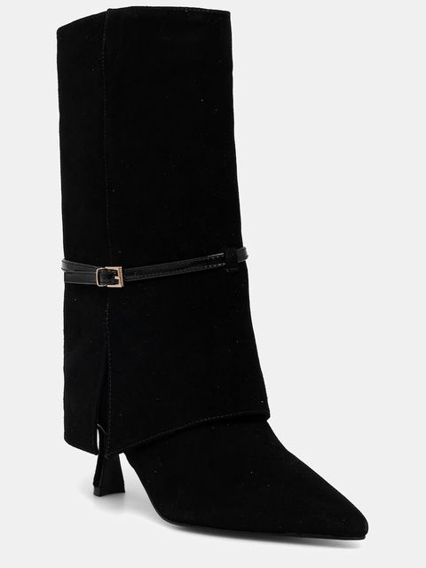 Answear.LAB botki zamszowe kolor czarny na szpilce