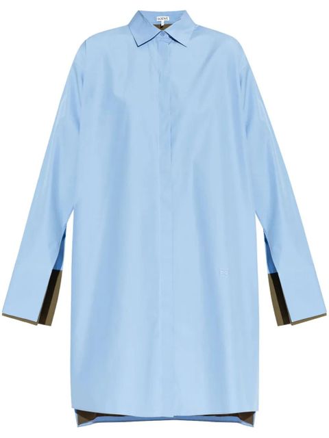 LOEWE logo-embroidered cotton shirt dress - Blue - zdjęcie produktu nr 1