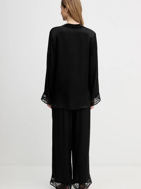 BOSS piżama Blossom Long Set damska kolor czarny 50557156