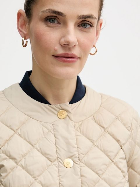 Tommy Hilfiger kurtka puchowa kolor beżowy przejściowa WW0WW47449