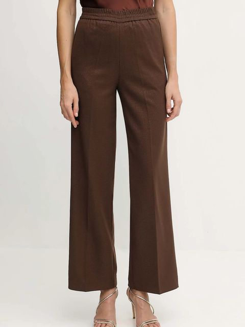 Liu Jo spodnie damskie kolor brązowy proste high waist MF5349 T159A - zdjęcie produktu nr 1