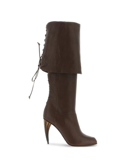 Alexander McQueen horn-heel knee-high boots - Brown - zdjęcie produktu nr 1