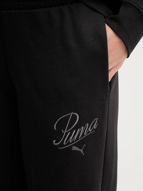 Puma spodnie dresowe damskie kolor czarny gładkie 688074