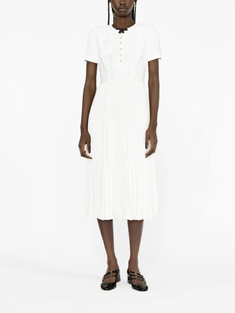 Self-Portrait lace-collar pleated midi dress - White - zdjęcie produktu nr 2