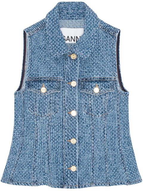 GANNI tweed shirt - Blue - zdjęcie produktu nr 1