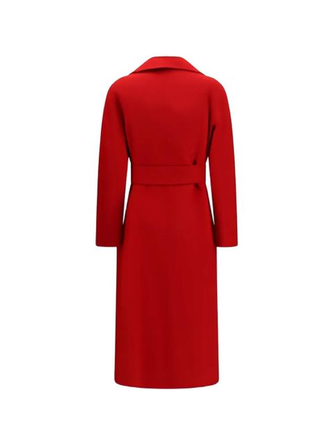 Max Mara self-tie notched wool coat - Red