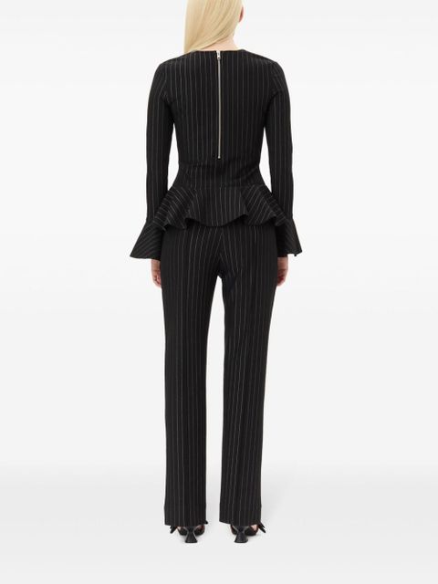 GANNI striped mid-rise trousers - Black