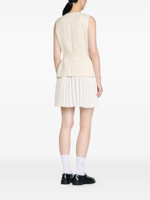 SANDRO sequin-embellished pleated mini dress - Neutrals