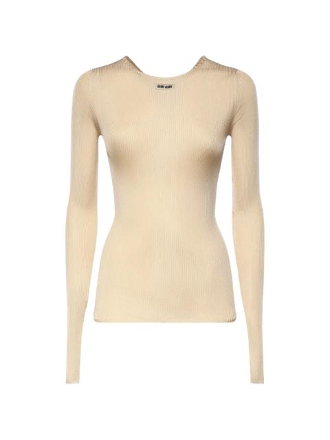 Miu Miu crew-neck T-shirt - Neutrals - zdjęcie produktu nr 1