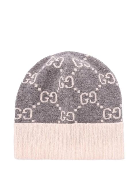 Gucci logo-patterned beanie hat - Grey - zdjęcie produktu nr 1