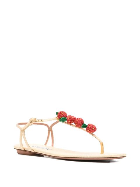 Aquazzura Fragolina Sugar strawberry-embellishment sandals - Neutrals - zdjęcie produktu nr 2