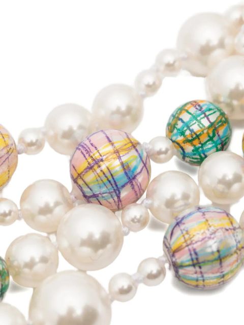 SHUSHU/TONG x Yvmin multi-strand painted-pearl necklace - White