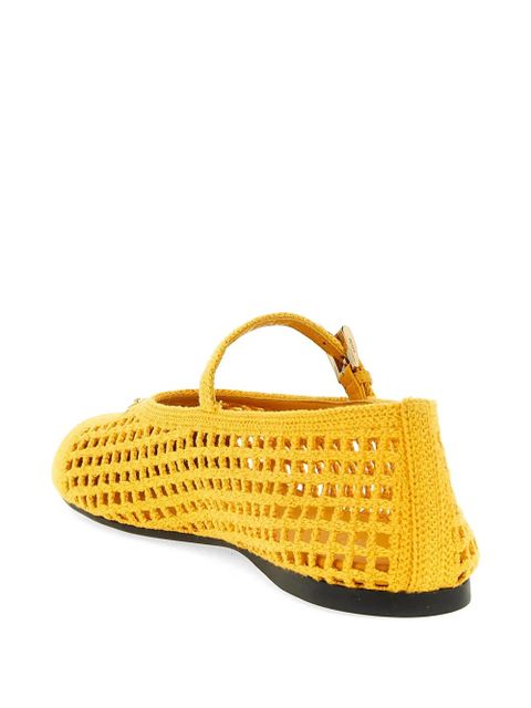 Prada crochet strap ballet flats - Yellow