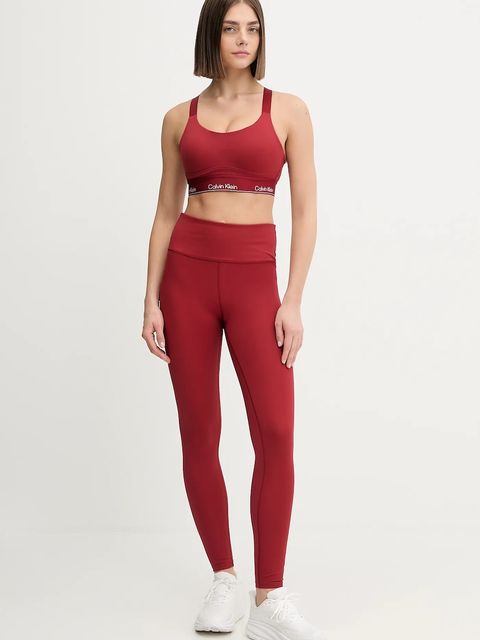 Calvin Klein Performance legginsy treningowe kolor bordowy gładkie LVGWS5L612 - zdjęcie produktu nr 2