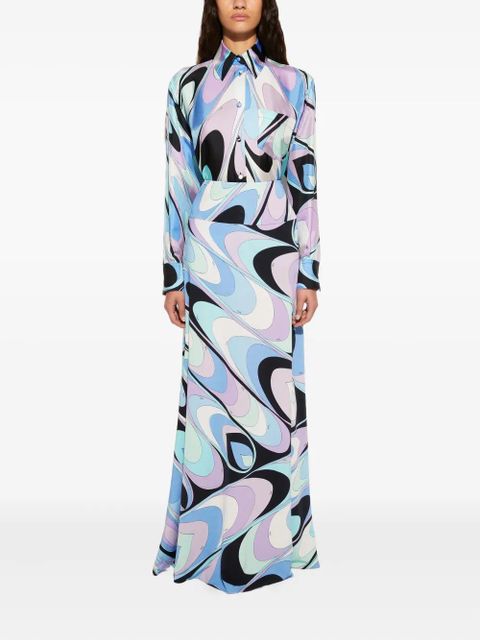 PUCCI onde-print pocket silk shirt - Blue