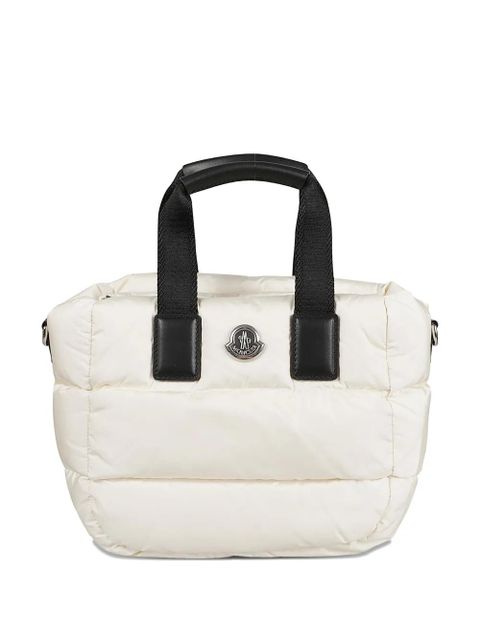 Moncler mini padded logo-patch tote bag - White