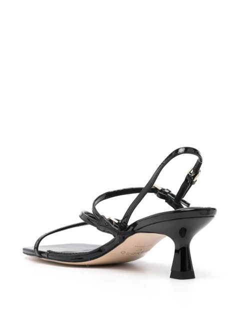 SANDRO 60mm square-toe patent-leather sandals - Black