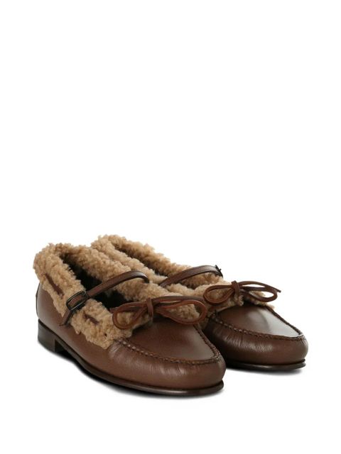 Hereu shearling-trimmed buckle loafers - Brown