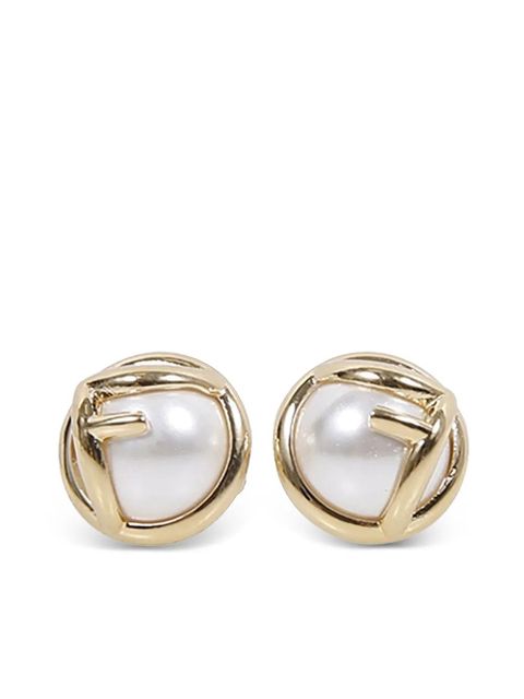 FENDI logo-lettering stud earrings - Gold - zdjęcie produktu nr 1